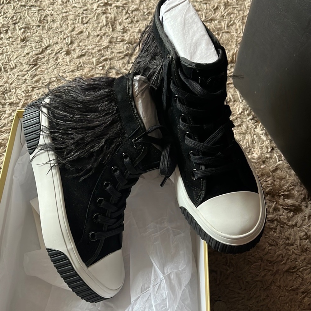 Michael Kors Gertie Feather Embellished Suede High-Top Sneaker